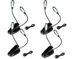 Oplaadbare Dubbele LED Boeklamp met Klem - Flexibel Instelbaar Daglicht voor Lezen, Bureau en Muziekstandaard