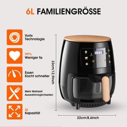 Heteluchtfriteuse - Airfryer - Gezond Frituren - Met Kijkvenster - 6 Liter - Wit — thumbnail 5