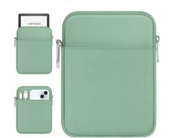 Ereader Sleeve Case 6-7 inch Tablet Sleeve Bag Dark Green met Carabiner. Geschikt voor 7" eReader Colorsoft Signature Edition/Paperwhite 12th Gen. 2024. Beschermt Cover Pouch.