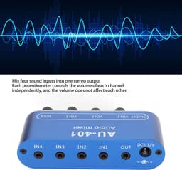 4 Kanaals Mini Audio Mixer Draagbare Stereo Geluidsversterker — thumbnail 2