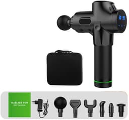 massage gun - massage apparaat - spiermassager - mini-massager - elektrische massager - zwart - ABS — thumbnail 1