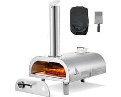 VEVOR Outdoor Pizzaoven 12 Inch Pelletpizzaoven, Draagbare Pizzaoven met Ingebouwde Thermometer, Houtgestookt, Pizzasteen, Pizzaschep en Draagtas, Roestvrijstalen Pizzamaker, voor Tuin en Kamperen