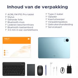 Aorlym P10 Pro - Tablet - 48 GB RAM (8+40 GB) + 128 GB ROM (2 TB/TF) - 10,1 inch HD 120 Hz - Android 16 - 8800 mAh - Gemini AI - T7250 - Face ID - Dubbele luidsprekers, complete accessoirebundel met toetsenbord en stylus - Blauw — thumbnail 3