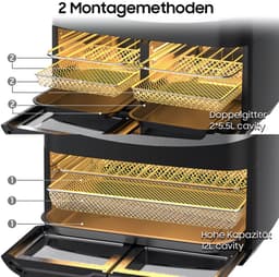 XXL Dual Zone Airfryer 12L – 2600W – Met Kijkvenster & 10 Programma’s — thumbnail 2