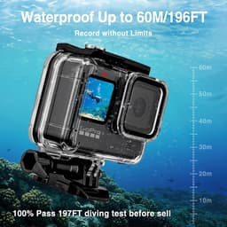 Geschikt voor Waterdichte behuizing GoPro Hero 13/12/11/10/9 zwart, 60M duikbeschermende behuizing Geschikt voor GoPro 13/12/11/10/9 actioncamera, waterdichte beschermhoes met snelkoppeling — thumbnail 3