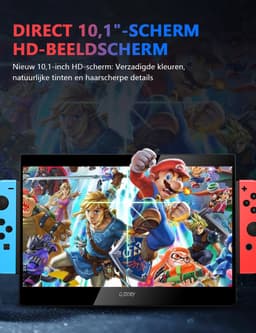 Gloovon® Draagbare Gaming Monitor - 10.1 inch Full HD IPS - Voor Nintendo Switch & OLED - Met Accu & Speakers - Plug & Play - Zwart — thumbnail 3