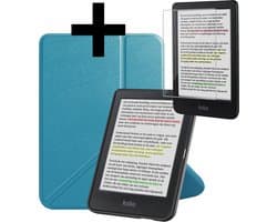 Hoes Geschikt voor Kobo Clara Colour - E-reader Bescherm Hoesje Case Sleep Cover Trifold Met Screenprotector - Hoes Geschikt voor Kobo Clara Colour Hoesje - Turquoise