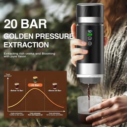 Draagbare koffiemachine-2025-3-in-1 elektrische espressomachine-oplaadbare 12V espressomachine-voor op kantoor-reizen-thuis-compatibel met espresso-capsules en gemalen koffie — thumbnail 2