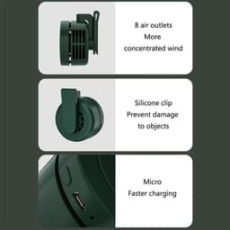 RFWR® Draagbare Mini Tailleclip Ventilator met 360 Graden Rotatie - USB & Batterij Aangedreven, Bladloos Ontwerp, Handsfree Persoonlijke Koeler met 3 Snelheden — thumbnail 5