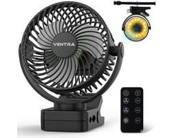VENTRA® Draadloze Ventilator – Ventilator – Tafelventilator – Handventilator - Mini Ventilator - LED Verlichting - 12000 mAh - 19,5 x 17cm — afbeelding 1