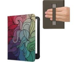kwmobile e-reader hoesje geschikt voor Amazon Kindle Paperwhite (2024)/Colorsoft hoes - E reader flip case met magneetsluiting - Ereader cover - Kleurrijk design in roze / blauw / groen