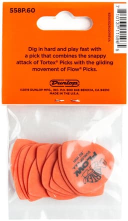 Jim Dunlop Tortex - Plectrums - Flow - 0,60 mm Oranje - Player's Pack 12 Stuks — thumbnail 3