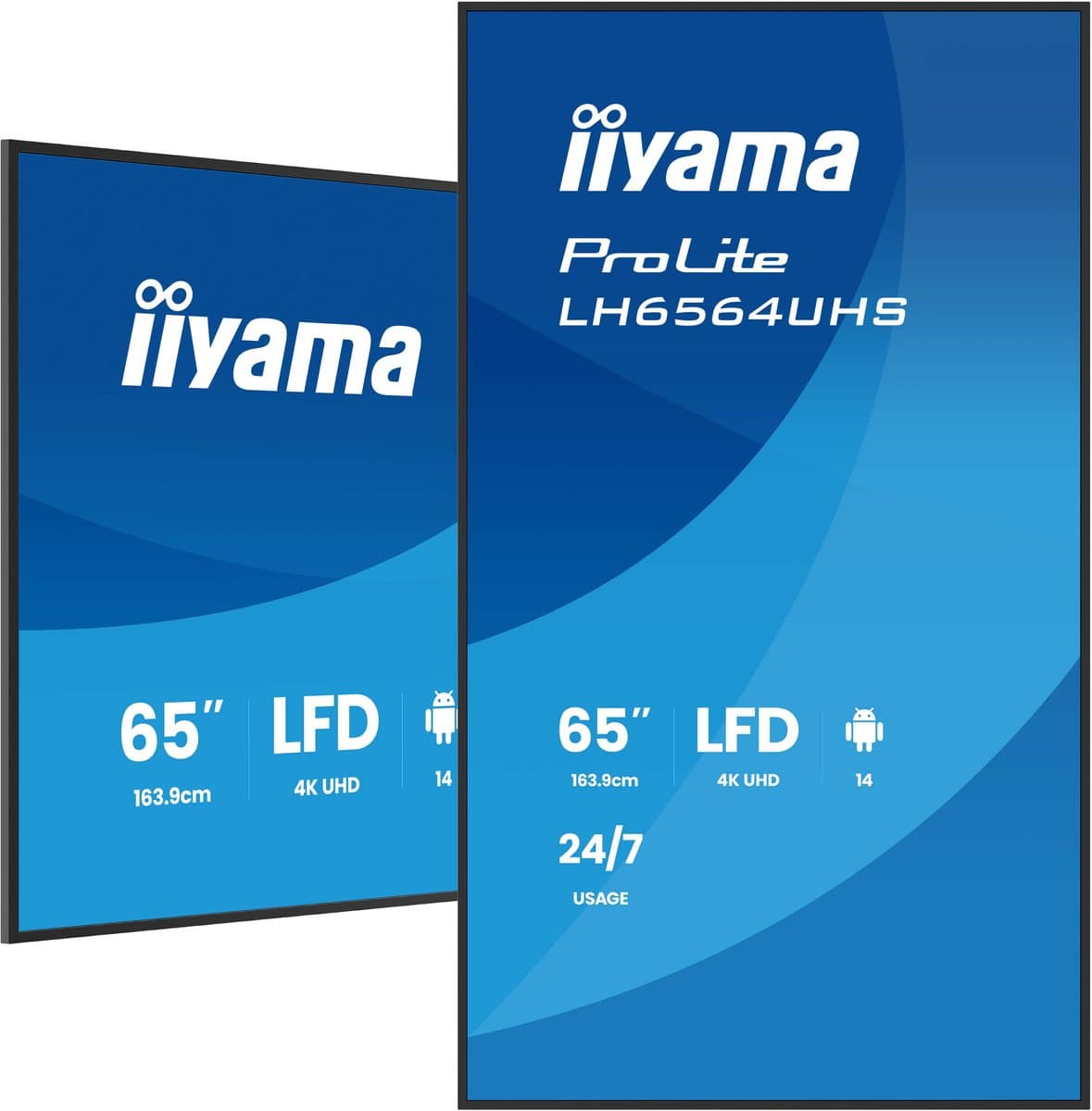 iiyama LH6564UHS-B1AG beeldkrant, digitale signage flatscreen, 165,1 cm (65"), WiFi, 500 cd/m², 4K Ultra HD, Zwart, Android, 24/7 — afbeelding 1