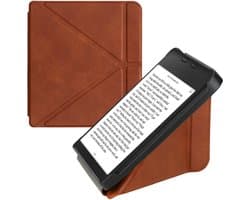 kwmobile e-reader hoesje geschikt voor Kobo Libra 2 hoes - Ereader flip case met standaard - E reader cover van kunstleer - In bruin