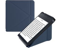 kwmobile e-reader hoesje geschikt voor Kobo Libra 2 hoes - Ereader flip case met standaard - E reader cover van kunstleer - In donkerblauw
