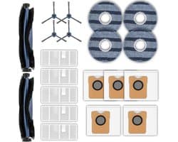 (20 stuks) C20 Omni reserveonderdelen Geschikt voor Eufy C20 Omni robotstofzuiger, 2 rolborstels, 4 zijborstels, 5 HEPA-filters, 5 stofzakken, 4 dweilpads, stofzuigeropzetstukken accessoireset