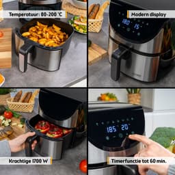TZS First Austria Airfryer - Heteluchtfriteuse - 5,8L - 1700W - 80ºC tot 200ºC - Digital Touchscreen - Zwart — thumbnail 6