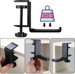 EXCITAT Stand - Koptelefoonstandaard - Opvouwbare standaard - Haak - Geschikt voor slaapkamer, badkamer, keuken, studeerkamer - Zwart — thumbnail 4
