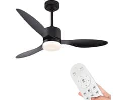 Livano Plafondventilator - Met Verlichting - Plafond Ventilator - Met Lamp - Plafonniere Met Ventilator - Met Licht - Zwart - 132cm