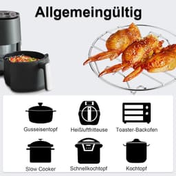 Allecto Plus - Hot Air Fryer Accessoires RVS Multifunctioneel Dubbellaags Rek - 7 Inch - Inclusief 4 Baknaalden — thumbnail 6