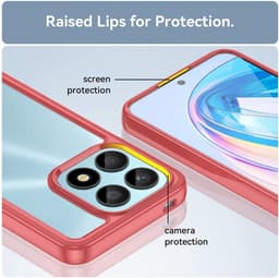 Allecto Plus - Clear Case voor Honor X8a - Zacht TPU + Harde PC - Rood - Schokbestendig - Krasbestendig - Slank Ontwerp — thumbnail 5