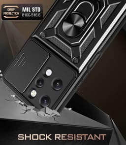Case voor Motorola Moto E20 - Schokbestendige case met Ringhouder en standaard, schuifcamera, dubbele laag siliconen TPU + hard PC Cover Rose Gold — thumbnail 4
