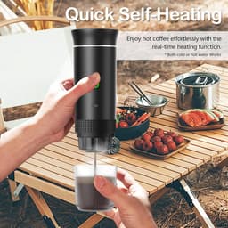 Draagbare elektrische espressomachine - Mini reiscamper - Geschikt voor gemalen koffie / capsules - Kampeer- en wandelkantoor - Oplaadbaar - Zwart — thumbnail 5