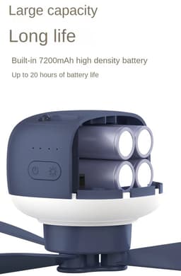 Accu Plafondventilator - Ventilator Lamp Accu - Draagbare Ventilator Lamp - USB-C - Camping verkoeling - Tent Verlichting - Tent Verkoeling - Ventilator Ophangen - Lamp Warm Wit - Accu Ventilator met Afstandsbediening — thumbnail 3