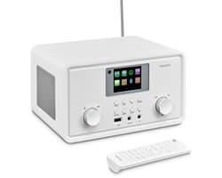 MEDION P85027 Internetradio (DAB Plus, FM-radio, Spotify Connect, WLAN, Bluetooth, Streaming, Equalizer, Kleurenbeeldscherm, USB, AUX, Wekker, Sluimerfunctie, Slaaptimer), MD88069, wit