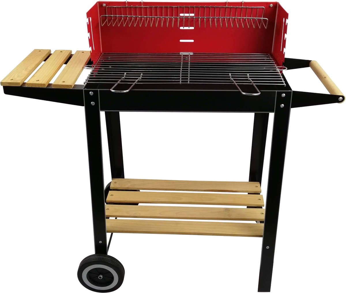 BBQ Collection Barbecue Houtskool - Houtskoolbarbecue met Wielen - Barbeque Verstelbaar Rooster en Windscherm - Barbecue met Zijtafel - Zwart — afbeelding 1