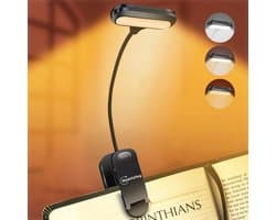 Oplaadbare leeslamp met 3 kleurtemperaturen en dimbare helderheid - 360° draaibaar met magnetische clip