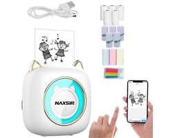 NAXSIR Mini Bluetooth Printer - Draadloze Thermische Stickerprinter - Compacte Mobiele Printer voor Labels, Notities & Fotoprints