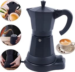 Mercadome® Koffie Percolator - Moka pot - Espressopot - Hittebestendig handvat - Klassiek ontwerp - Elektrisch - 300ML - Zwart — thumbnail 3