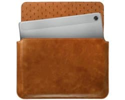 Rosso Deluxe Sleeve - Geschikt voor MacBook, Laptop, iPad, Tablet en E-reader tot 11 Inch - Echt Leer Laptophoes - 28x17 cm - Bruin