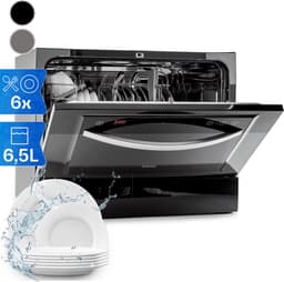 Klarstein Vaatwasser mini- voor 6 couverts, stille UV-vaatwasser, compact met 7 wasprogramma's, kleine tafelvaatwasser voor thuis, kantoor, camping, mini-vaatwasser met wateraansluiting - Vaatwasmachine - 6 Maatgedekken 50 cm 1380W - voor Keuken — thumbnail 1