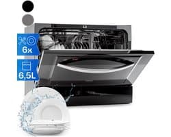 Klarstein mini-vaatwasser voor 6 couverts, stille UV-vaatwasser, compact met 7 wasprogramma's, kleine tafelvaatwasser voor thuis, kantoor, camping, mini-vaatwasser met wateraansluiting