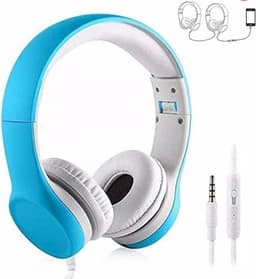 Koptelefoon kinderen met draad en microfoon Blauw - Geschikt voor jou kind met kabel max 85 db - Koptelefoons in blauw en roze verkrijgbaar - Hoofdtelefoon met verstelbare beugel — thumbnail 1