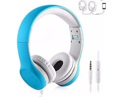 Koptelefoon kinderen met draad en microfoon Blauw - Geschikt voor jou kind met kabel max 85 db - Koptelefoons in blauw en roze verkrijgbaar - Hoofdtelefoon met verstelbare beugel
