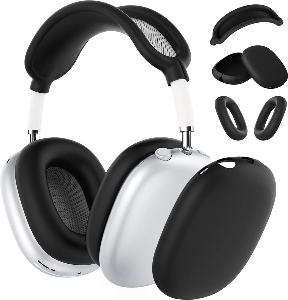 Siliconen Hoes voor AirPods Max Hooftelefoons van MMOBIEL – Siliconen Oorkussens Beschermhoes, Oorschelp Beschermhoes, Hoofdband Beschermhoes – Anti-Kras Zachte Siliconen Beschermer – Zwart — afbeelding 1