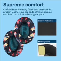 Vervangende Oorkussens voor Bose QuietComfort 35 (QC35)/Bose Quiet Comfort 35 II (QC35 II) Over-ear Hoofdtelefoon van MMOBIEL - Protein PU Koptelefoon Oorkussens - Hoofdtelefoon Earpads – Bloemenprint — thumbnail 5