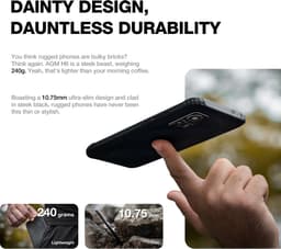 AGM H6, 16,7 cm (6.56"), 8 GB, 256 GB, 50 MP, Android 13, Zwart — thumbnail 4