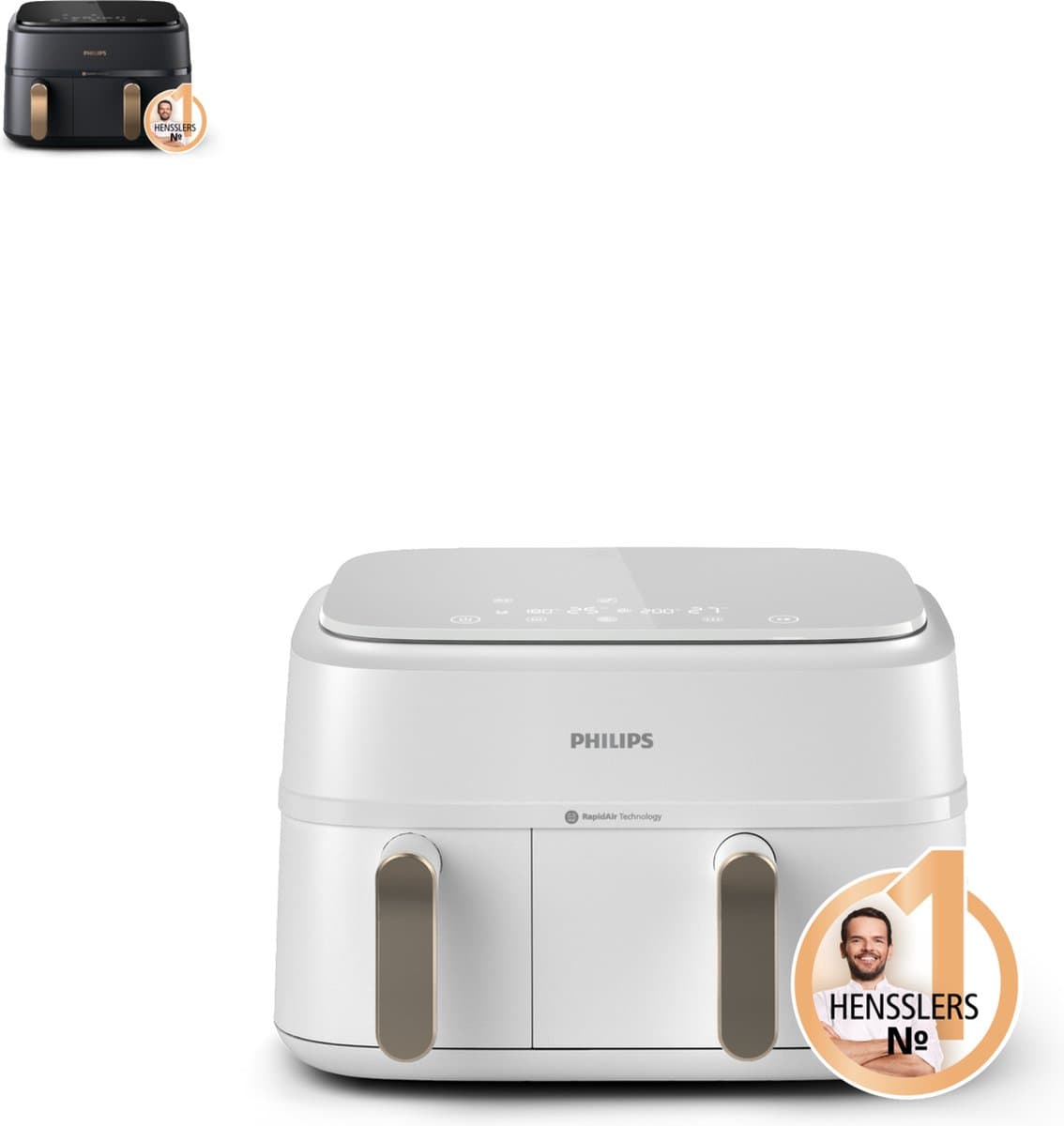 Philips 3000 series NA353/10 - Dual Basket Airfryer - 9L - 2750W - Zilver/Wit — afbeelding 1