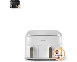 Philips 3000 series NA353/10 friteuse Dubbel 9 l Vrijstaand 2750 W Heteluchtfriteuse Zilver, Wit — afbeelding 1