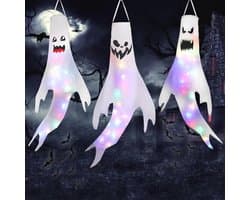 Halloween windzakken met gekleurde LED verlichting - Spooktuindecoratie voor binnen en buiten