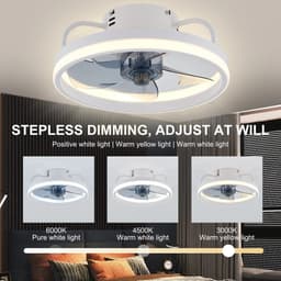 Witte Plafondventilator met Verlichting - Ventilator Lamp Plafond - Kroonluchter Ventilator - LED lamp - Stille Ventilator - Afstandsbediening - Dimbaar - Woonkamer Lamp - Ventilator Lampen - Slaapkamer lamp - Eetkamerlamp — thumbnail 3