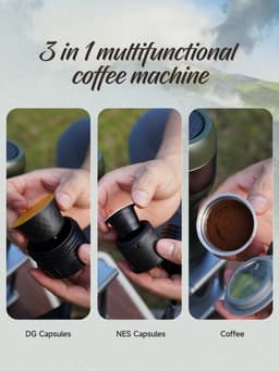 MensStore Draagbaar Koffiezetapparaat - Koffiemachines - Voor Auto & Thuis - 3-in-1 - Compatibel Met DG Cups, Nes Cups En Filter Koffie — thumbnail 5