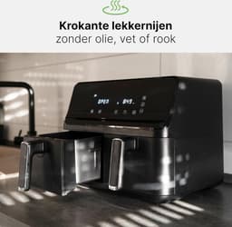Equivera Dubbele Airfryer - Dubbele Mand - Dual Cook - Heteluchtfriteuse - Verschillende Programma's - Dual Zone - Mega — thumbnail 2