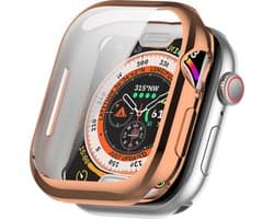 By Qubix - Apple Watch TPU case - Champagne / Rosé goud - Geschikt voor Apple Watch 42mm - Series 10 hoesje - screenprotector - Bescherming iWatch - Bescherm hoesje
