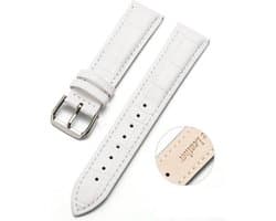 By Qubix - Geschikt voor Garmin bandje - Crocodile leren bandje - Wit - Geschikt voor Garmin Vivoactive 6 / Vivoactive 5 / Vivoactive 3 - Smartwatch bandje 20mm