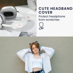 kwmobile kattenoortjes koptelefoon decoratie geschikt voor Apple AirPods Max headset - Gaming accessoires - Silicone in zwart / roze — thumbnail 5